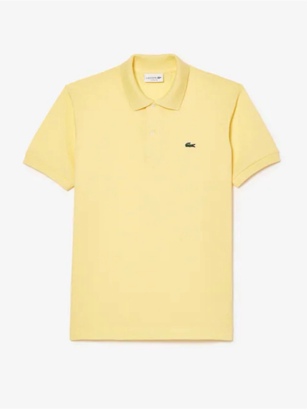 Lacoste Men's Light Yellow Piqué Polo with Green Crocodile